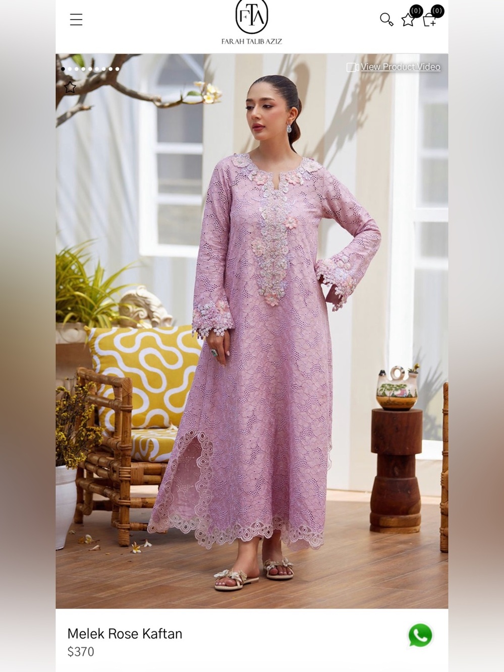 Farah Talib Aziz Rose Pink kaftan